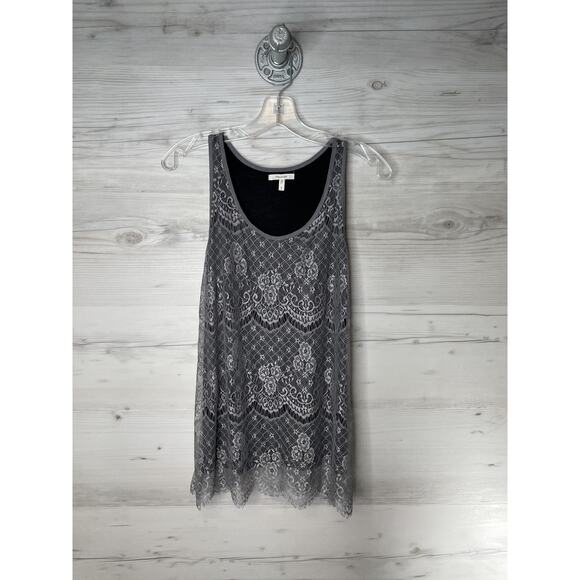 Maurices Tank Top Womens Small Gray Lace Overlay Sleeveless Scoopneck Lined - Picture 1 of 11